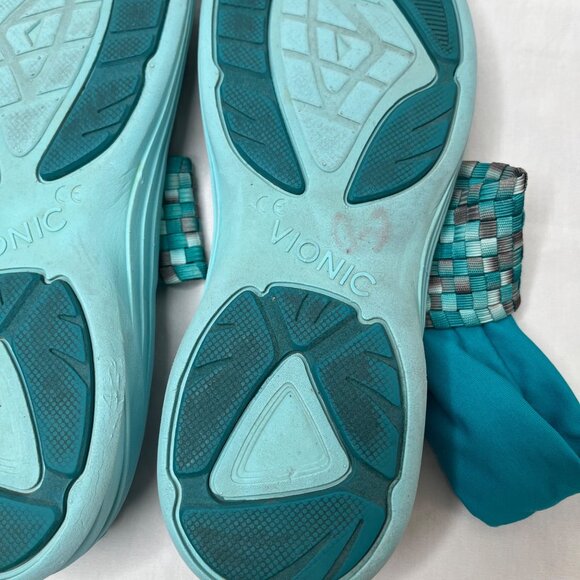 Vionic Womens 8 Tia Blue Woven Thong Toe Comfort Sandals - Picture 8 of 8